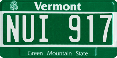 VT license plate NUI917