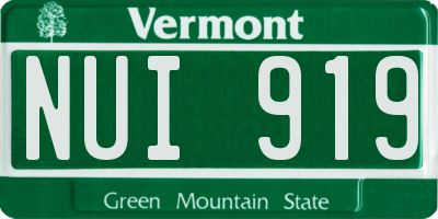 VT license plate NUI919