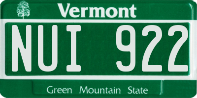 VT license plate NUI922