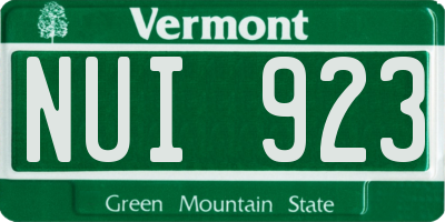 VT license plate NUI923