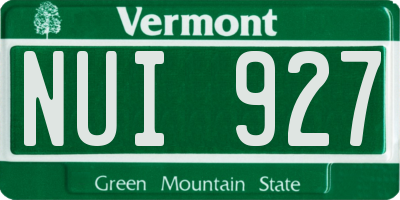 VT license plate NUI927