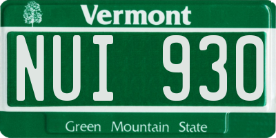 VT license plate NUI930