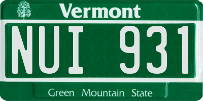 VT license plate NUI931