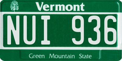 VT license plate NUI936