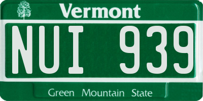 VT license plate NUI939