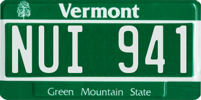 VT license plate NUI941