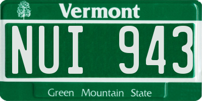 VT license plate NUI943