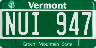 VT license plate NUI947
