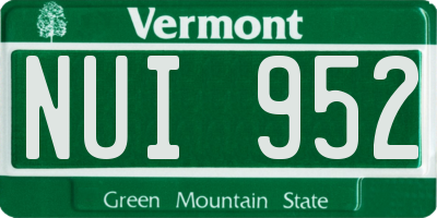 VT license plate NUI952