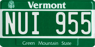 VT license plate NUI955