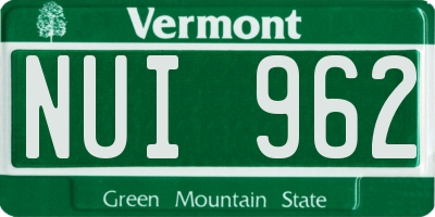VT license plate NUI962