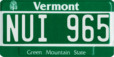 VT license plate NUI965