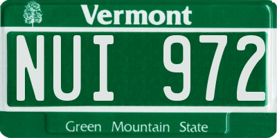 VT license plate NUI972