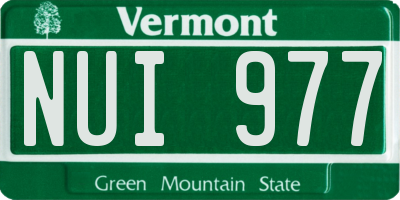VT license plate NUI977