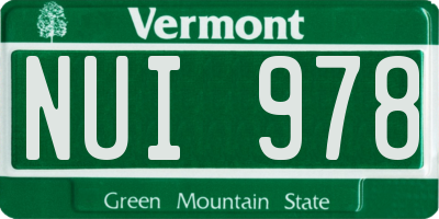 VT license plate NUI978