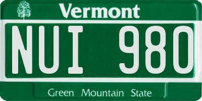 VT license plate NUI980