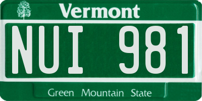 VT license plate NUI981