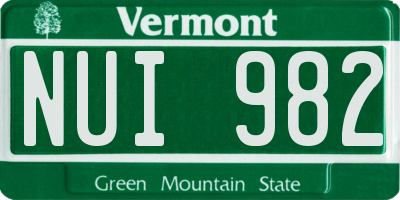 VT license plate NUI982