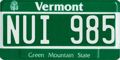 VT license plate NUI985
