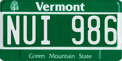 VT license plate NUI986