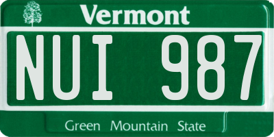 VT license plate NUI987