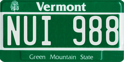 VT license plate NUI988
