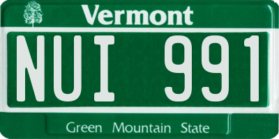 VT license plate NUI991
