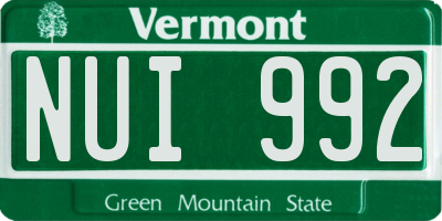 VT license plate NUI992