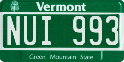 VT license plate NUI993