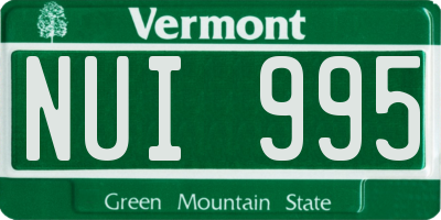 VT license plate NUI995