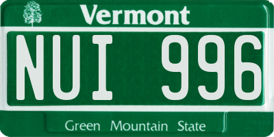 VT license plate NUI996