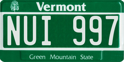 VT license plate NUI997