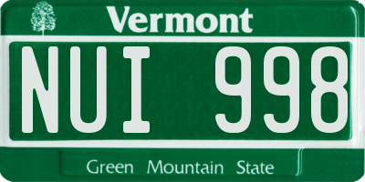 VT license plate NUI998