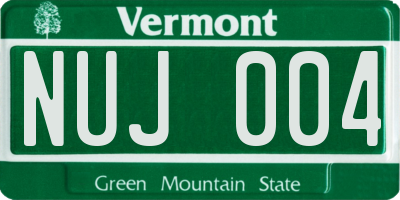 VT license plate NUJ004