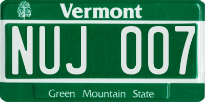 VT license plate NUJ007