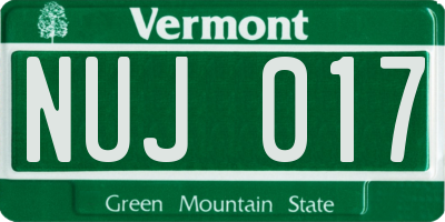 VT license plate NUJ017