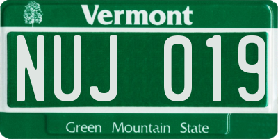 VT license plate NUJ019
