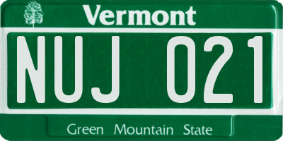 VT license plate NUJ021