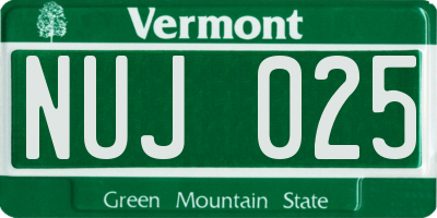 VT license plate NUJ025