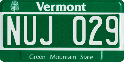 VT license plate NUJ029