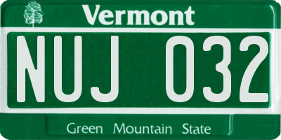 VT license plate NUJ032
