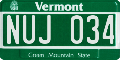 VT license plate NUJ034