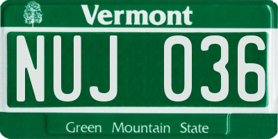 VT license plate NUJ036