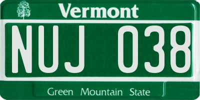 VT license plate NUJ038