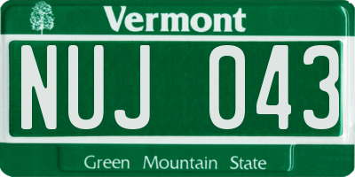 VT license plate NUJ043