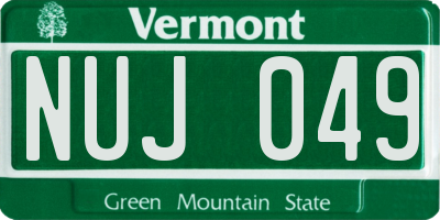 VT license plate NUJ049