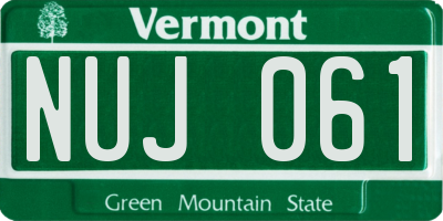 VT license plate NUJ061