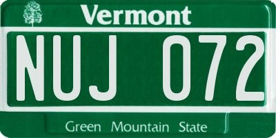 VT license plate NUJ072
