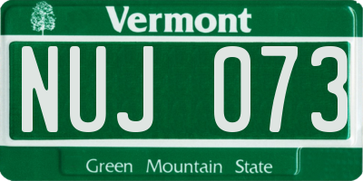 VT license plate NUJ073