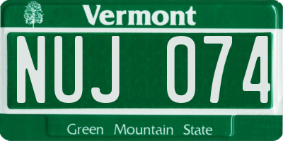 VT license plate NUJ074